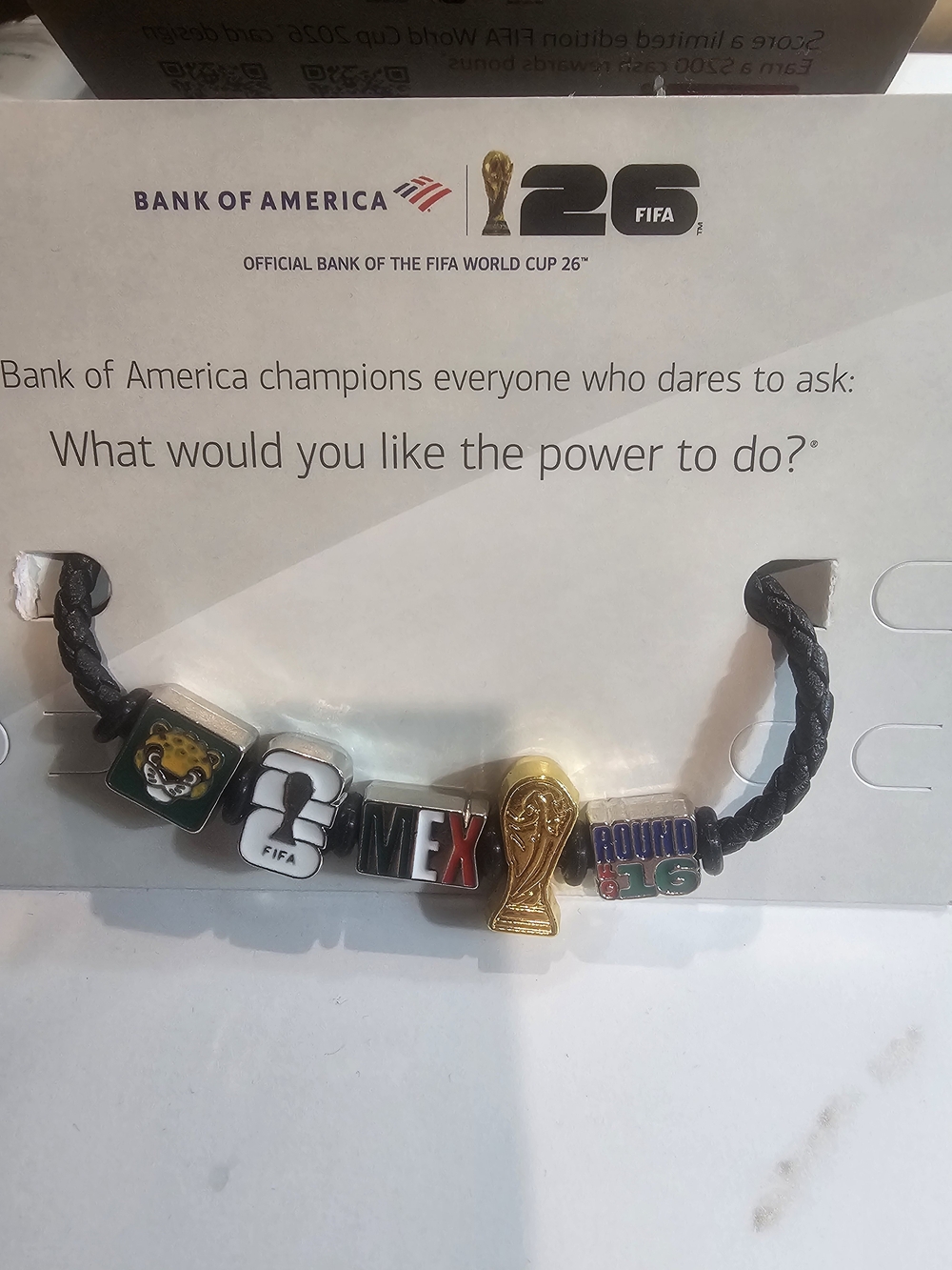 FIFA Black BraidedCharm Bracelet with Gold Trophy Accent